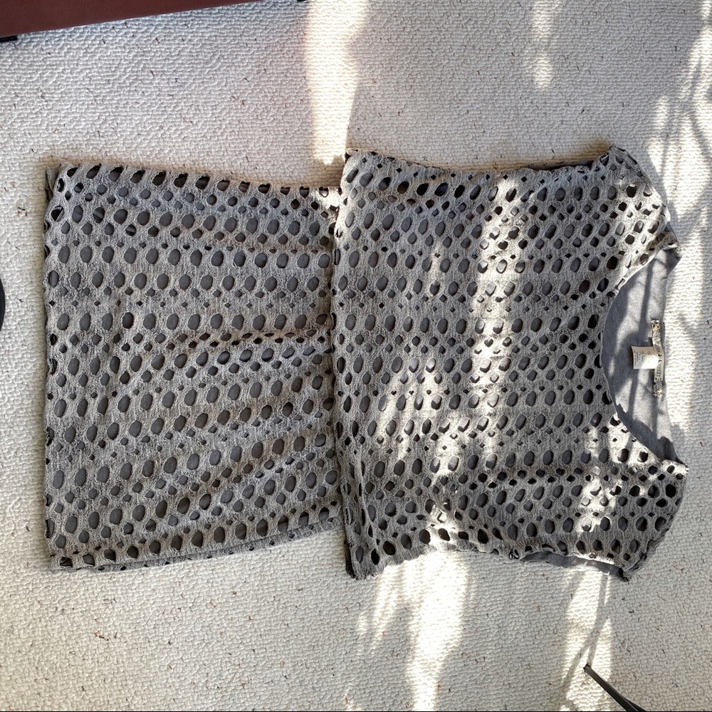 2 Piece Cropped Shirt Skirt Combo